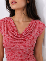Women Cowl Neck Printed Crop Top