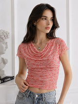 Women Cowl Neck Printed Crop Top