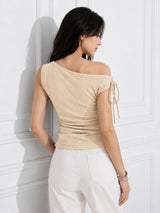 Women's Maroon One Shoulder Tie-up Top
