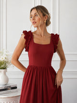 Women’s Cotton BlendMaroon Flare Maxi Dress