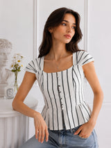 Women's White Stripe Top