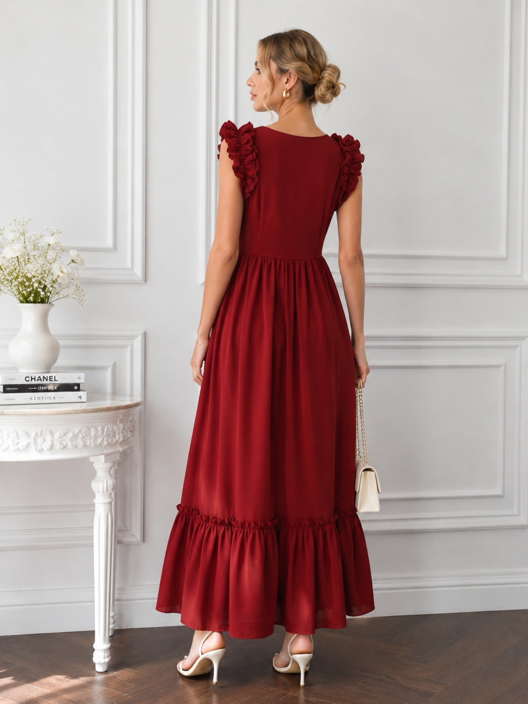 Women’s Cotton BlendMaroon Flare Maxi Dress