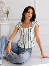 Women's White Stripe Top