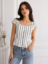 Women's White Stripe Top