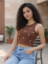 Clobug Women’s Ribbed Sleeveless Crop Top