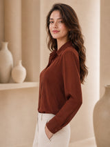 Clobug Casual  Textured Brown  Shirt With Full Sleeve