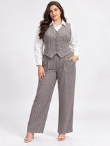 Clobug Women Plus Size 3Pc Poly Cotton Linen Co-ord Set