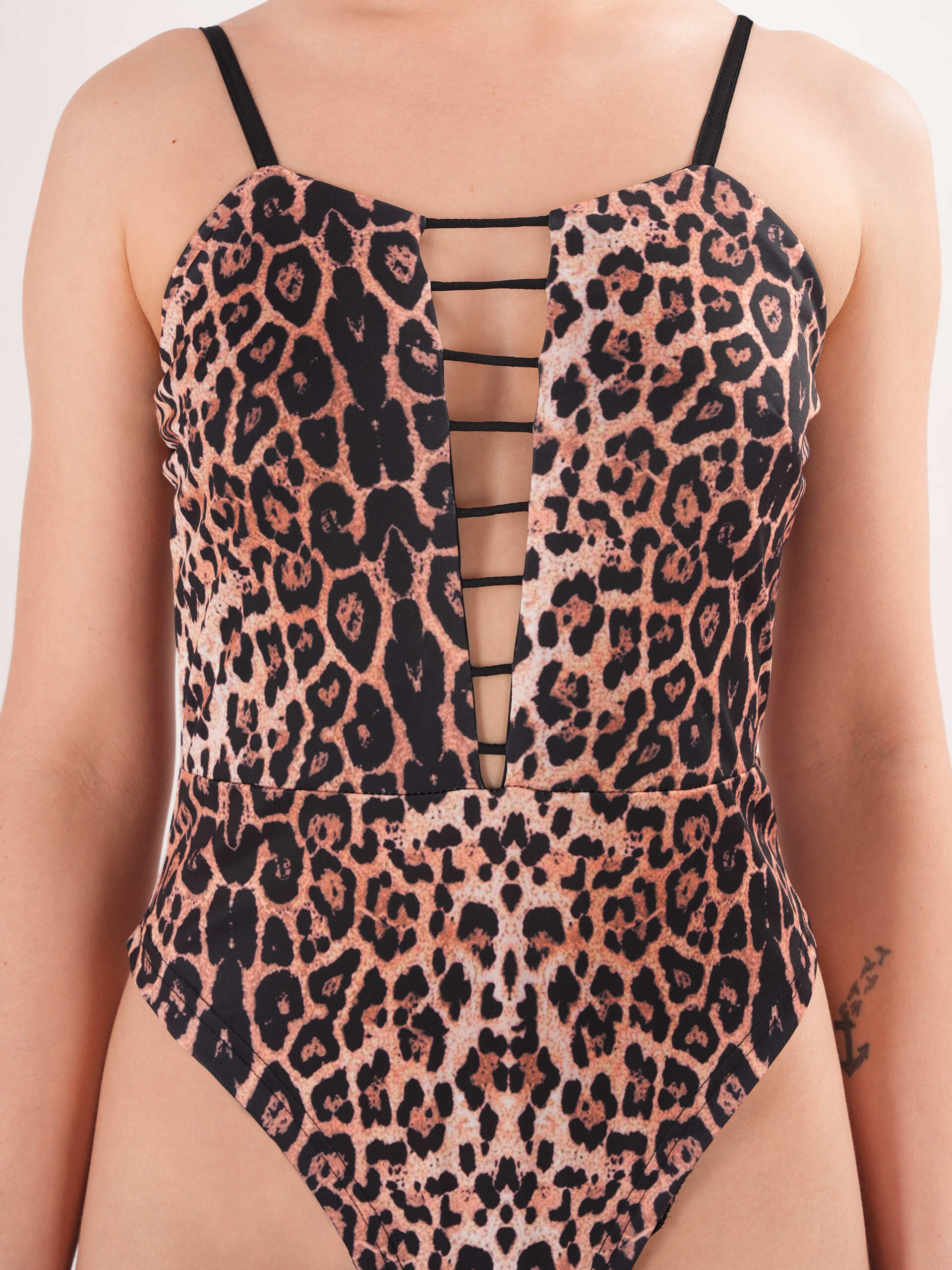 Printed Spaghetti Strap Bodysuit Top