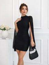 Clobug Women Black Mesh Mini Dress