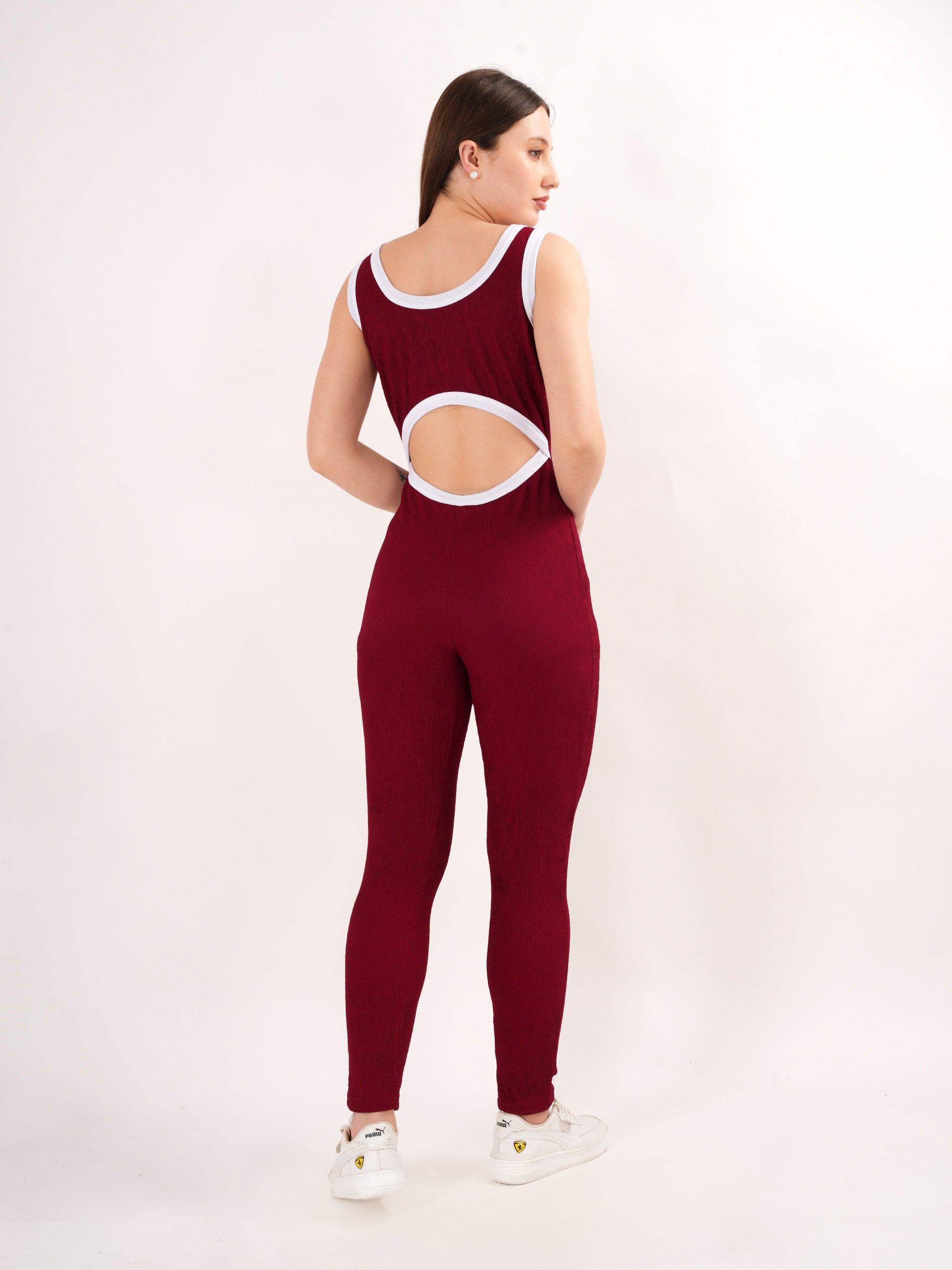 Maroon Open Back Jumsuit