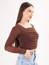 Brown Pleated Top