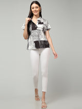 Clobug Stylish Printed V Neck Top for Women – Trendy Summer Top