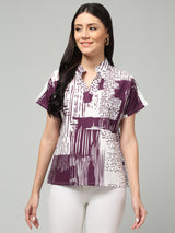 Clobug Stylish Printed V Neck Top for Women – Trendy Summer Top