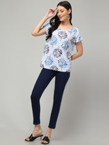 Clobug Stylish Printed Round Neck Top for Women – Trendy Summer Top