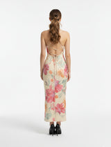 Clobug Elegant Floral Backless Maxi Dress – Slim Fit Summer Evening Dress