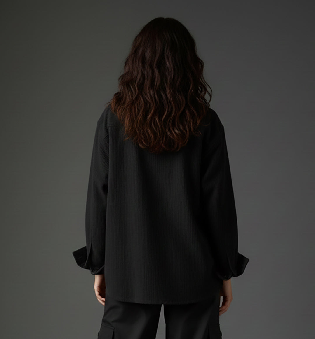 Clobug Women Full Sleeve Oversized Corduroy Shirt