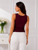 Women's Maroon Sleeveless Crop Top