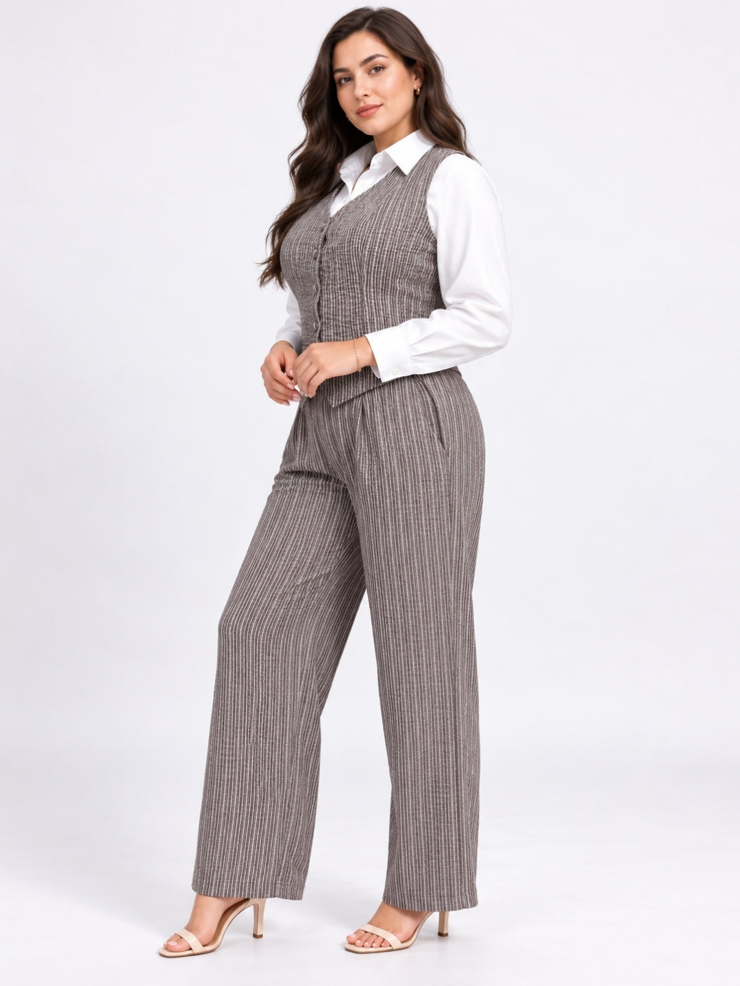 Clobug Women Plus Size 3Pc Poly Cotton Linen Co-ord Set