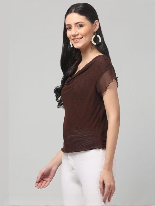 Cowl Neck Brown Top