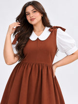 Women's Brown Plus Size Midi Dress