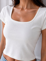 Women's White Scoop Neck Crop Top