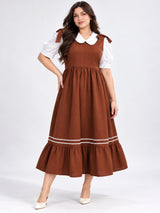 Women's Brown Plus Size Midi Dress