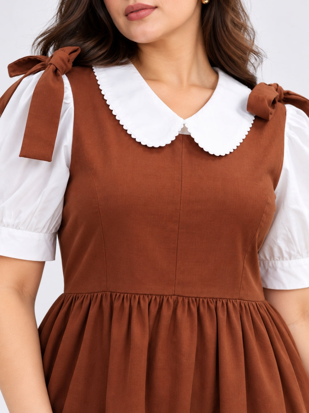 Women's Brown Plus Size Midi Dress