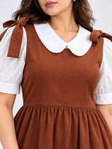 Women's Brown Plus Size Midi Dress