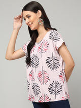 Clobug Stylish Printed Round Neck Top for Women – Trendy Summer Top