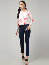 Clobug Women Floral Print Full Sleeve Shirt
