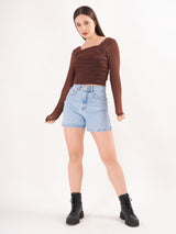 Brown Pleated Top