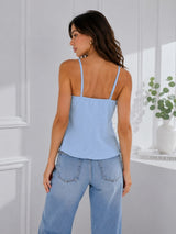 Clobug Women Blue Bow Top