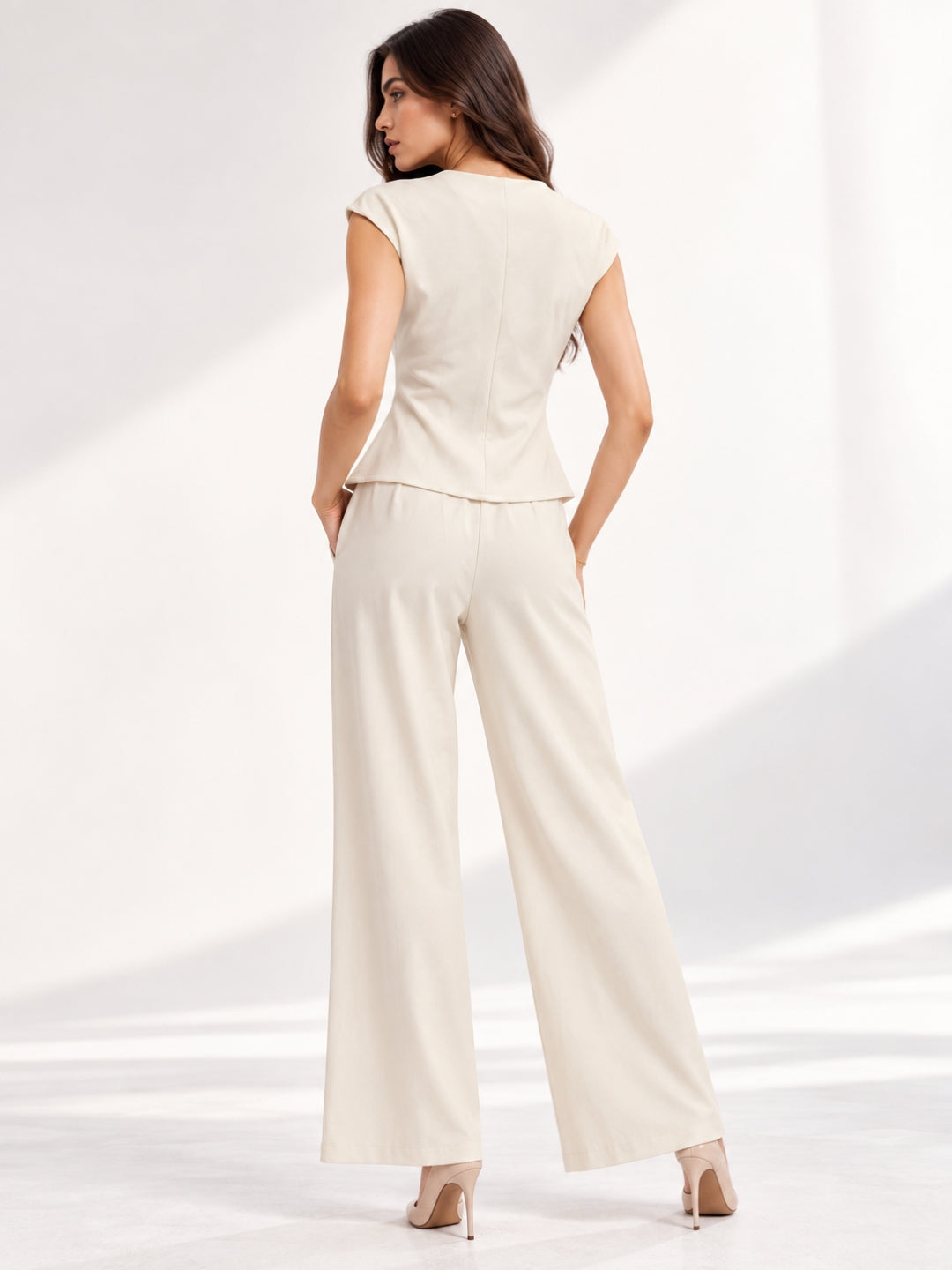 Clobug Women White Top And Pant Coord Set