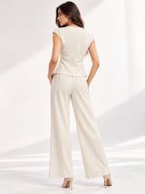 Clobug Women White Top And Pant Coord Set