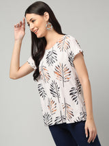 Clobug Stylish Printed Round Neck Top for Women – Trendy Summer Top