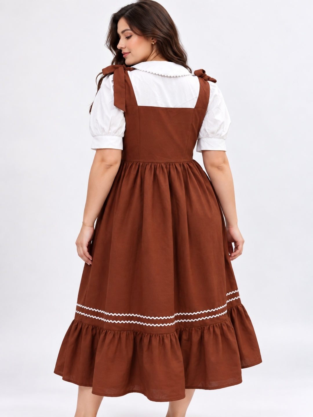 Women's Brown Plus Size Midi Dress