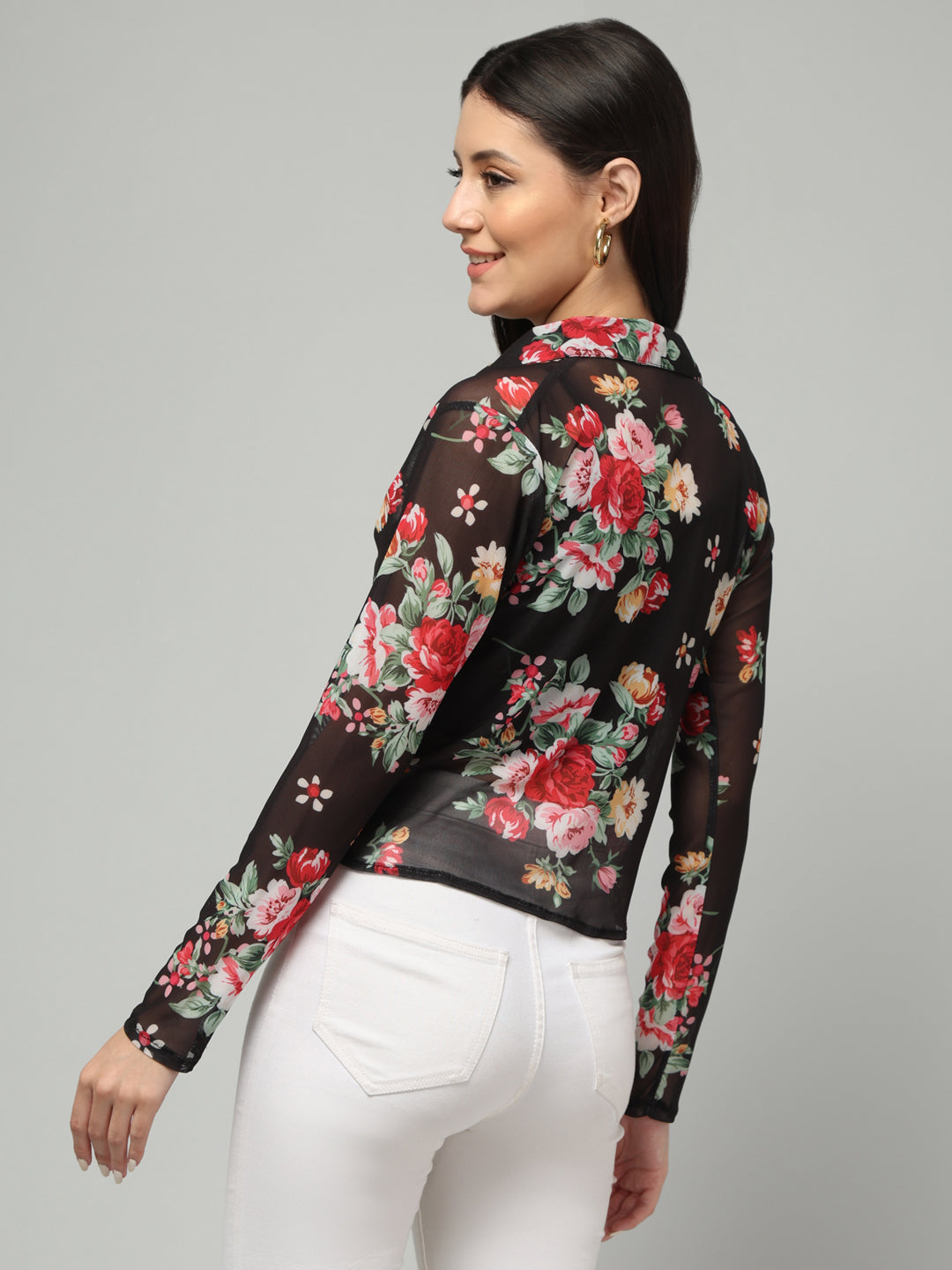 Clobug Women Floral Print Full Sleeve Shirt