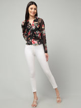 Clobug Women Floral Print Full Sleeve Shirt