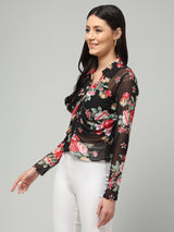 Clobug Women Floral Print Full Sleeve Shirt