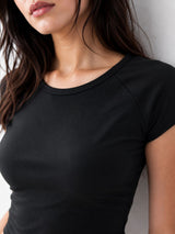 Women's Black Round Neck Crop Top