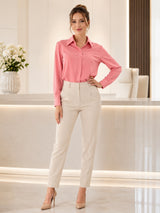 Solid Pink Point Collar Shirt