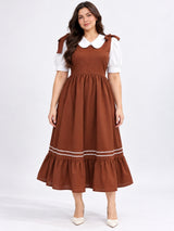 Women's Brown Plus Size Midi Dress