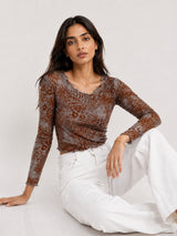 Clobug Women Cotton Blend Floral Print Top