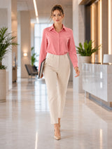 Solid Pink Point Collar Shirt