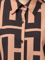 Clobug Women Printed Full Sleeve Oversized Shirt