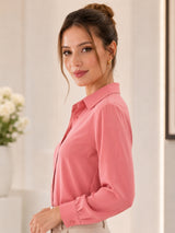 Solid Pink Point Collar Shirt