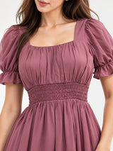 Women’s Cotton Bled Pink Flare Maxi Dress