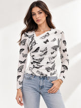Clobug Women Butterfly Print Top