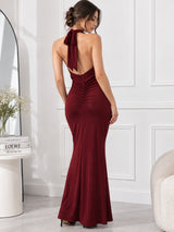 Clobug Women V Neck Sleeveless Bodycon Maxi Dress