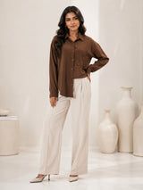 Clobug Textured Shirt With Full Sleeve & Point Collar